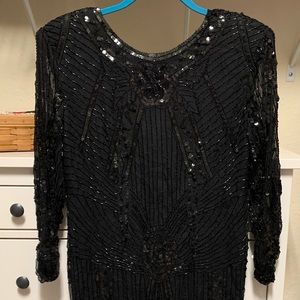 Black sequin evening dress